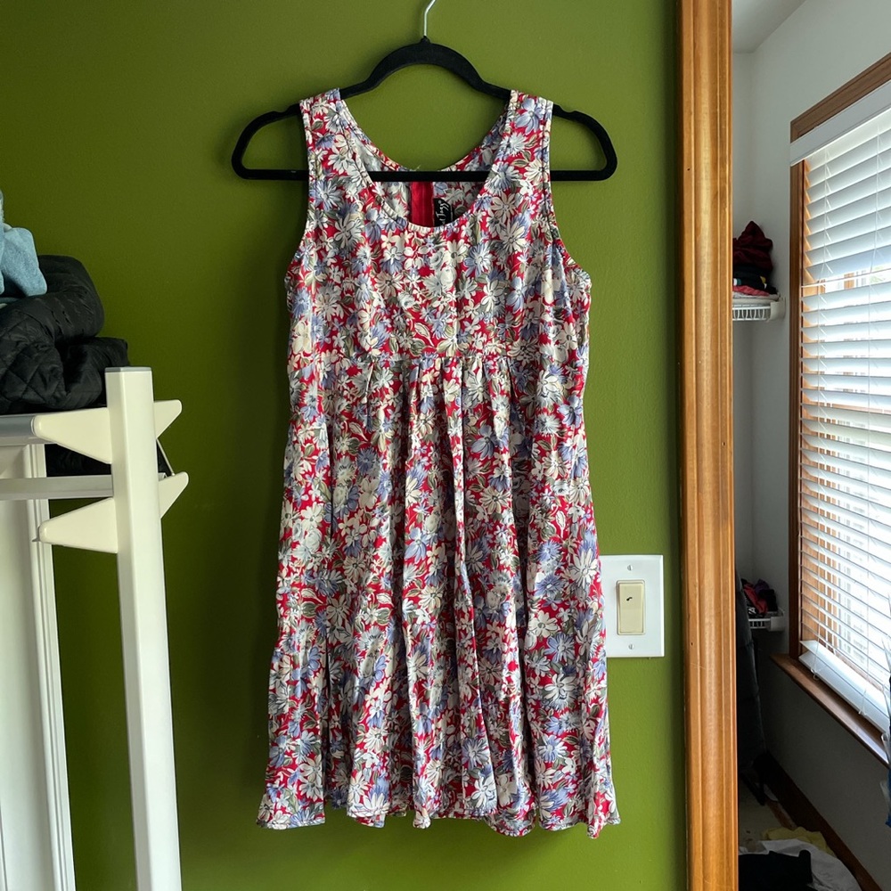 Red floral dress